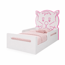 Ver imagem 4 de Cama Montessoriana Infantil Juvenil Gatinho MDF Branca com Proteção Lateral e Colchão:Rosa