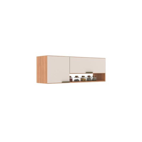 Armário de Cozinha Aereo 2 Portas 1 Nicho 120cm Freijo/Off White - J Carvalho