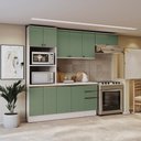 Ver imagem 1 de Armário de Cozinha Completa 100% Mdf 270cm Branco/verde Celeste Kappesberg