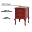 Ver imagem 3 de Mesa de Cabeceira Decorativa Zahra 2 Gavetas Vermelho/Imbuía - Gran Belo