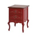 Ver imagem 1 de Mesa de Cabeceira Decorativa Zahra 2 Gavetas Vermelho/Imbuía - Gran Belo