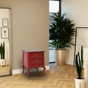 Ver imagem 5 de Mesa de Cabeceira Decorativa Zahra 2 Gavetas Vermelho/Imbuía - Gran Belo