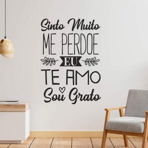 Adesivo de Parede Sinto Muito Me Perdoe Eu te Amo Sou Grato-Enorme 190x270cm