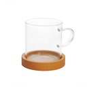 Ver imagem 1 de Dupla de Caneca Vidro Boro com Base Bambu 100 Ml Mimo Style