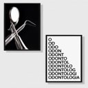 Ver imagem 1 de Kit 2 Quadros Odontologia Instrumentos 24x18cm:Madeira branca