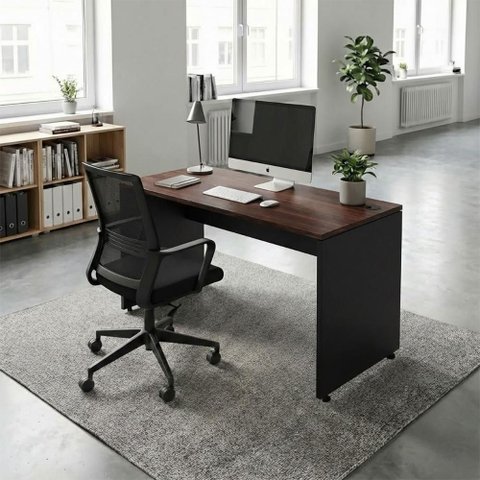 Mesa Escrivaninha Retangular F5 Office Co Moderno sem Gavetas MDP 100cm Louro Preto