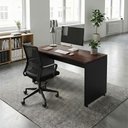 Ver imagem 1 de Mesa Escrivaninha Retangular F5 Office Co Moderno sem Gavetas MDP 100cm Louro Preto