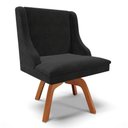 Ver imagem 1 de Cadeira Estofada para Sala de Jantar Base Giratória de Madeira Lia Suede Preto - Ibiza