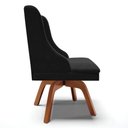 Ver imagem 4 de Cadeira Estofada para Sala de Jantar Base Giratória de Madeira Lia Suede Preto - Ibiza