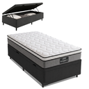 Ver imagem 1 de Cama Box Baú Solteiro Colchão Molas Ensacadas Pillow Top Maximus 88x188x69cm Cinza / Preto Gazin