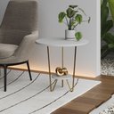 Ver imagem 1 de Mesa Lateral Redonda Industrial Italy Ferro Dourado e Tampo Branco