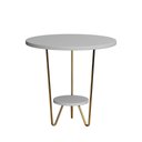 Ver imagem 2 de Mesa Lateral Redonda Industrial Italy Ferro Dourado e Tampo Branco