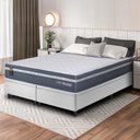 Ver imagem 1 de Conjunto Box Baú Branco Cairo Cinza Molas Ensacadas Queen 158x198x71 - King House