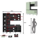 Ver imagem 2 de Armário de Cozinha Completa Modulada Reta 8 Peças 180cm Cz1201 Margarida Tecnomóbili