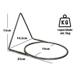 Kit 3 Suportes Anel Redondo Pendurar Vaso Planta Parede 18cm - 2