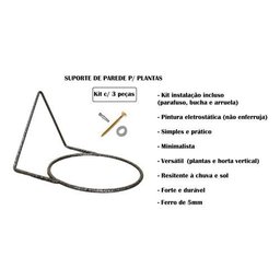 Kit 3 Suportes Anel Redondo Pendurar Vaso Planta Parede 18cm - 3
