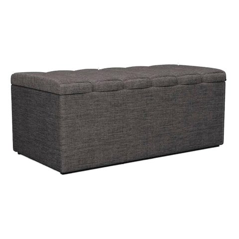 Recamier Calcadeira Bau 100 Cm Dalia Linho Cinza Escuro Artte
