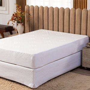 Protetor de Colchão Impermeável Branco Avulso Casal Padrão - Capa Protetora para Cama Toque Macio
