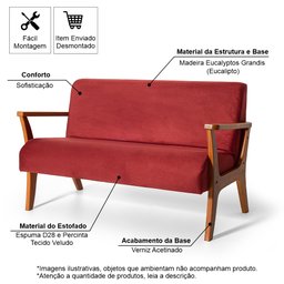 Conjunto de Poltronas Estofadas em Madeira Maciça Cléo Bordô – Straub Web - 6