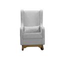 Ver imagem 5 de Poltrona Amamentação Aquila Balanço Retrô com Puff Base Madeira Linho Cinza