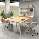 Ver imagem 1 de Mesa de Trabalho 1,40m X 1,20m 2 Lugares Pés Cavalete F5 Cor:macadâmia com Branco