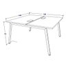 Mesa de Trabalho 1,40m X 1,20m 2 Lugares Pés Cavalete F5 Cor:macadâmia com Branco - 4