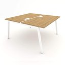Ver imagem 2 de Mesa de Trabalho 1,40m X 1,20m 2 Lugares Pés Cavalete F5 Cor:macadâmia com Branco