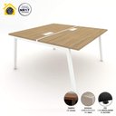 Ver imagem 3 de Mesa de Trabalho 1,40m X 1,20m 2 Lugares Pés Cavalete F5 Cor:macadâmia com Branco