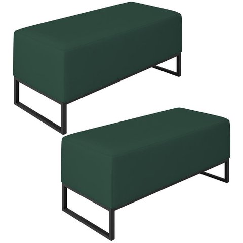 Kit 02 Puffs Cléo W01 Base Ferro 90 Cm Suede Verde Musgo