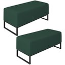 Ver imagem 1 de Kit 02 Puffs Cléo W01 Base Ferro 90 Cm Suede Verde Musgo