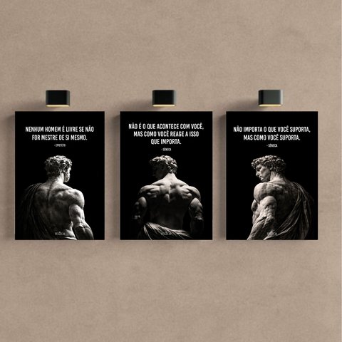 Kit 3 Quadro Decorativo Estoicismo Filosofia Sêneca Grécia 28x20cm