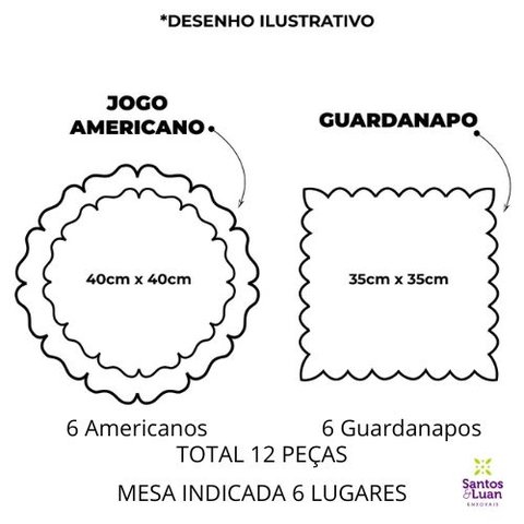 Jogo Americano Bordado Poá Kit 12 Pçs Guardanapo Mesa Posta Elegante Branco