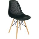 Ver imagem 1 de Cadeira Colmeia Furadinha Heloisa Eloá Charles Eames Eiffel Base Madeira - Preta Preto
