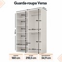 Ver imagem 3 de Guarda Roupa Casal Modulado Versa MDF 4 Portas com 6 Prateleiras e 2 Cabideiros