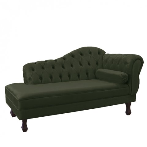 Recamier Sofá Divã Com Pés Retro 180X80 - Elã:Suede Verde Musgo