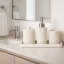 Ver imagem 2 de Kit Lavabo Minimalista Off White Texturizado - 4 Peças