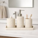 Ver imagem 4 de Kit Lavabo Minimalista Off White Texturizado - 4 Peças