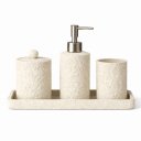 Ver imagem 1 de Kit Lavabo Minimalista Off White Texturizado - 4 Peças