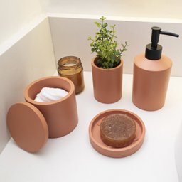 Porta sabonete líquido de resina minimal terracota - Oikos - 7