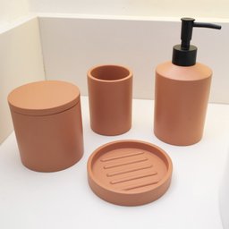 Porta sabonete líquido de resina minimal terracota - Oikos - 8