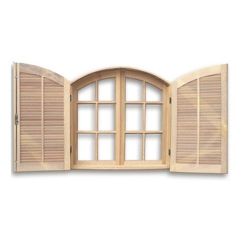 Janela de Madeira Veneziana Abrir/abrir Arco Eucalipto Grandis Rosa - 1,20 (a) X 1,60 (l)