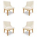 Ver imagem 1 de Kit 4 Cadeiras Decorativas Sala de Jantar Base Fixa de Madeira Firenze Veludo Bege/Castanho G19 - Gr