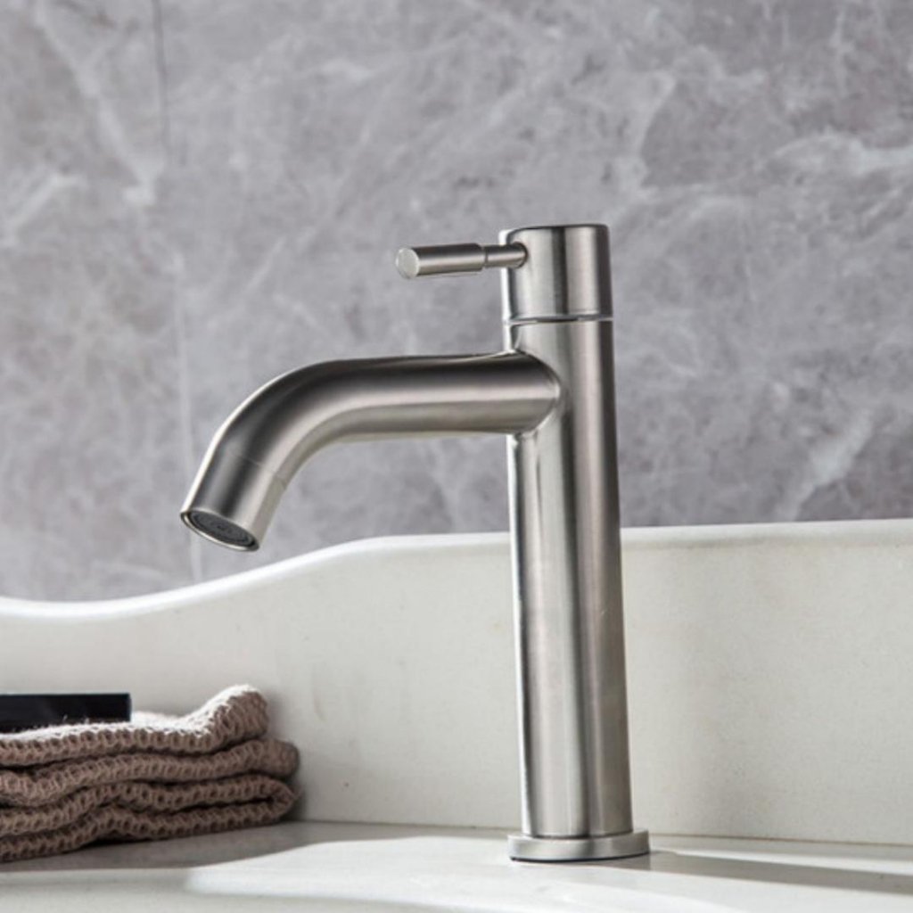Torneira Baixa Bica Clean Lavabo/ Banheiro Aço Inox 304 de Mesa