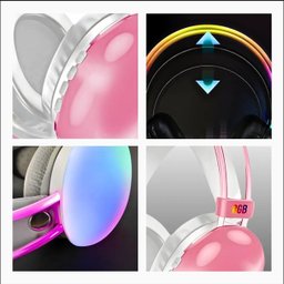 Fone de Ouvido Bluetooth Rosa com Led - 3