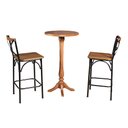 Ver imagem 1 de Conjunto Bistrô Industrial Mesa Madeira com 2 Banquetas Alta Paris - Castanha