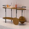 Carrinho Bar Órbita em Madeira Maciça Castanho Estrutura em Metal Preto - 1