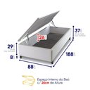 Ver imagem 7 de Conjunto Box Baú Branco Luanda Branco Espuma D28 Solteiro 88x188x69 - King House