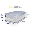 Ver imagem 3 de Conjunto Box Baú Branco Luanda Branco Espuma D28 Solteiro 88x188x69 - King House