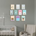 Ver imagem 3 de Kit 10 Placas MDF Infantil Bichinhos Coloridos Parede A4