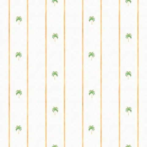 Papel de Parede Bambine Listras Coqueiros Bege Ba0030